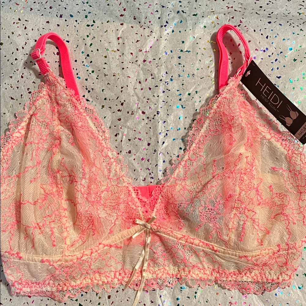 Heidi Klum Intimates Neon Pink Lace Bra
